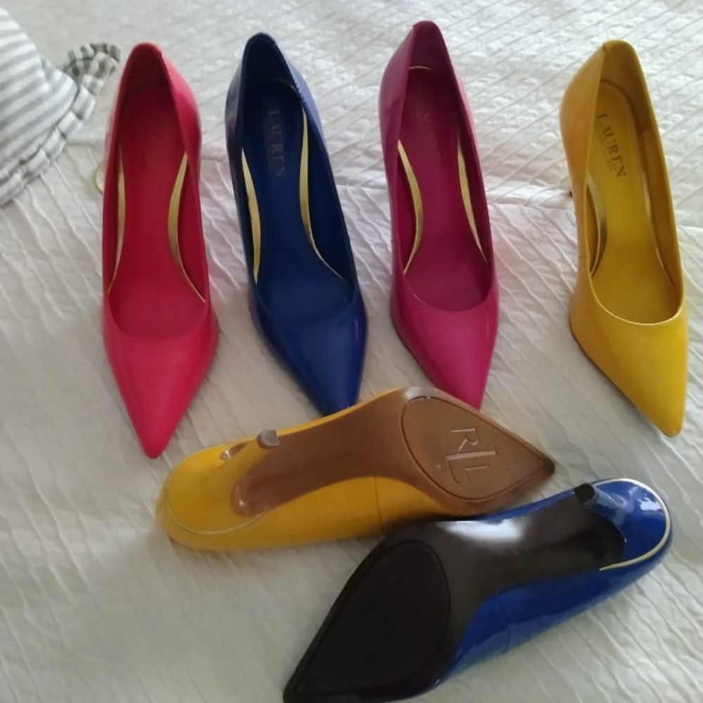 Lauren Ralph Blue Patent Leather Heel Pumps